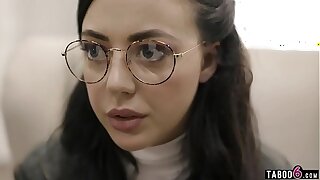Nerdy teenager with glasses gets exploited by social worker