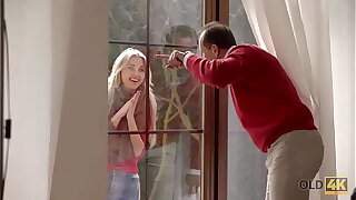 OLD4K. Beautiful gal prizes caring old stranger with awesome sex